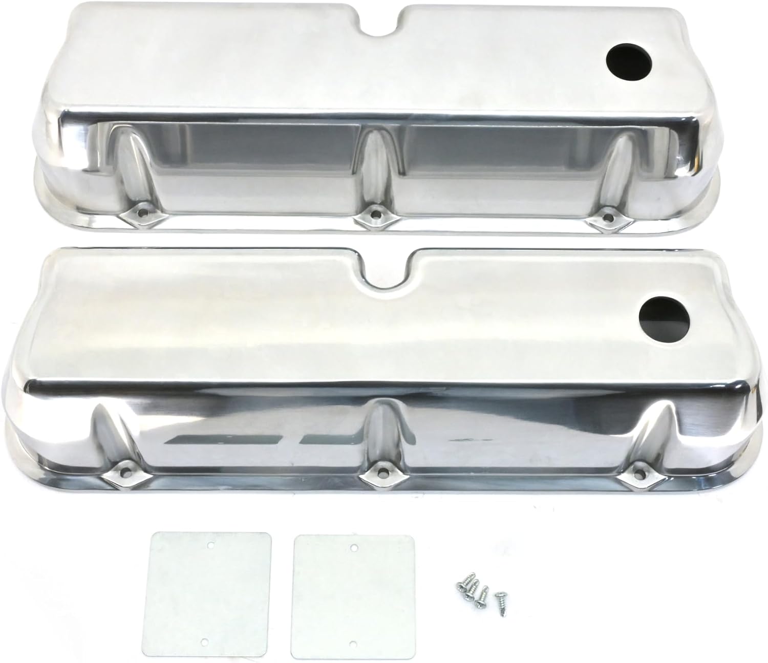 Compatible/Replacement for 1962-85 Ford Small Block 289-302-351W-5.0L Tall Polished Aluminum Valve Covers - Smooth
