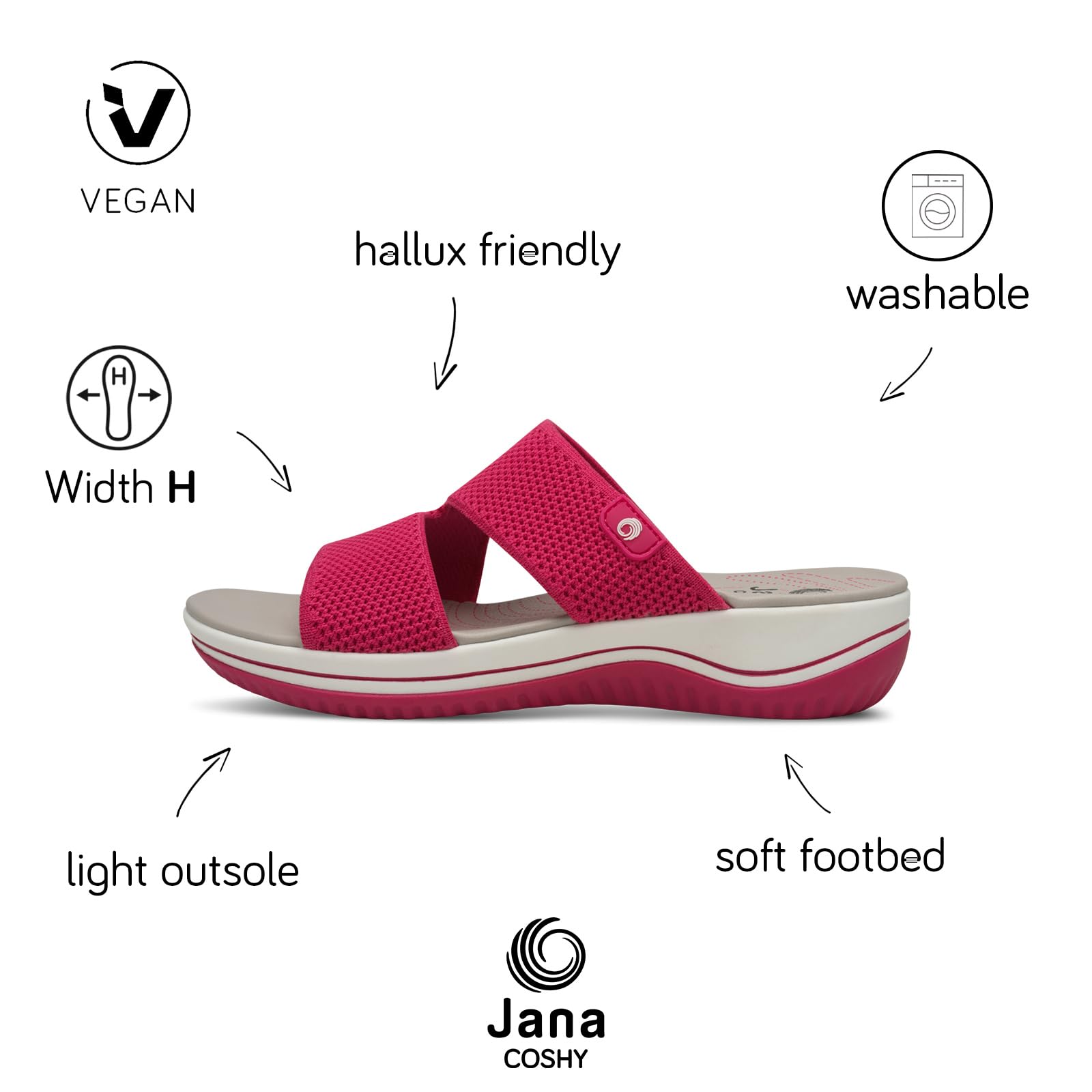 Jana Coshy Donna Pantolette Hallux con Suola Flessibile Elastiche