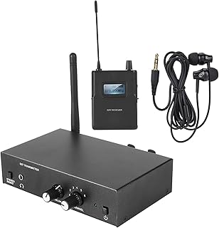 Sistema de monitor de ouvido sem fio UHF, sistema IEM sem fio de metal, sistema de monitor de áudio sem fio para ensaio de banda de guitarra de estúdio de casamento ao vivo(EU)
