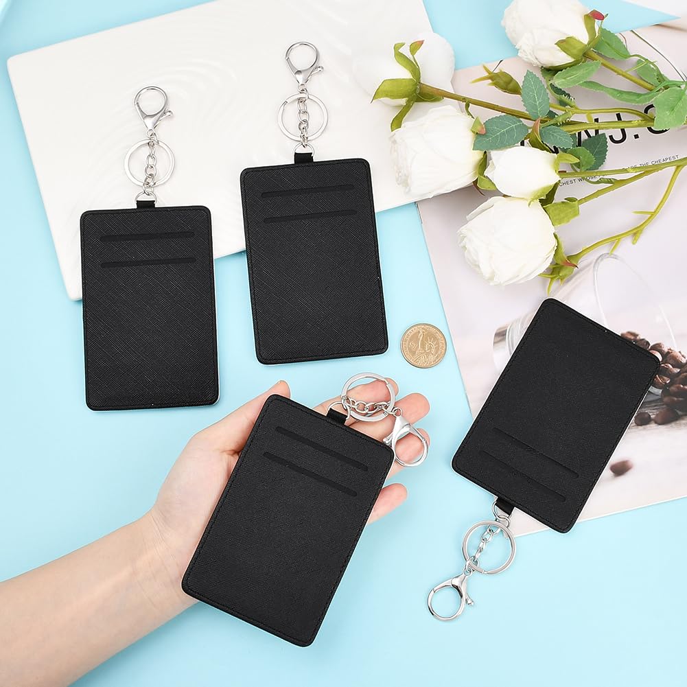 12 porte Cartes à Sublimation en Cuir Vierge pour Badge D'Identification à Imprimer Par Transfert Thermique avec Porte Clés pour le Travail les Voyages les Fournitures de Bureau pour Femmes e