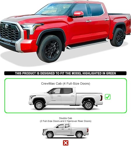 Vista 6 de HD Ridez Estribo de 6 pulgadas, color plateado, compatible con Toyota Tundra 2022-2025 CrewMax (barras laterales de barra nerf)