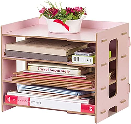 Cyrank Organizador de archivos de escritorio, moderno, de madera, mesita de noche, oficina, bandeja organizadora de cartas, estante de exhibición,