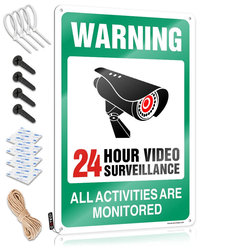 STWNVOITV Metal Man Cave Sign Video Surveillance Signs, No Trespassing Violators Will Be Prosecuted Tin Sign Little Man Cave Sign Funny Decor For Bar(30X40CM)