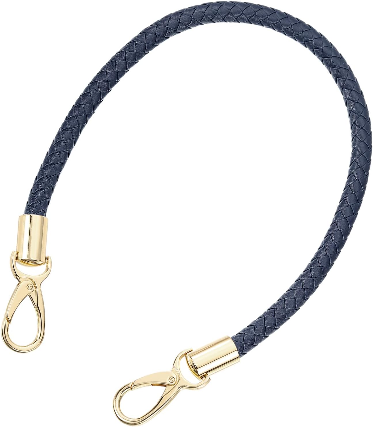 sourcing map Leather Purse Strap, 1Pc 50cm/19.69" Short Leather PU Braided Purse Replacement Handle with Metal Buckles for Underarm Bags, Handbags (Dark Blue Strap + Gold Clasp)