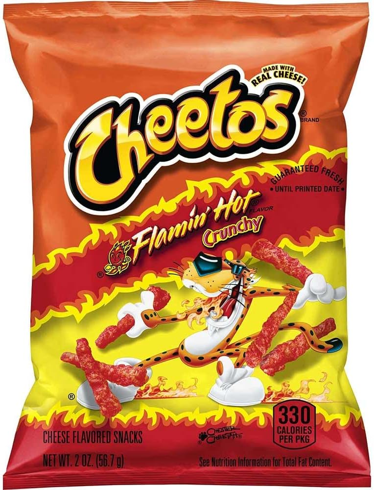 Cheetos Cheese Snacks, Crunchy Hot, 2-Ounce Large Single Serve Bags (Pack of 64)