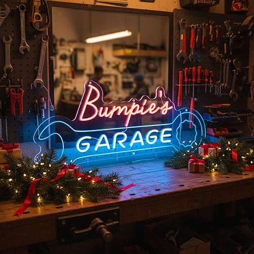 Miniatura 2 de Letrero de neón personalizado para garaje, letrero de luz LED personalizado con forma de llave, decoración de pared retro de mecánico de