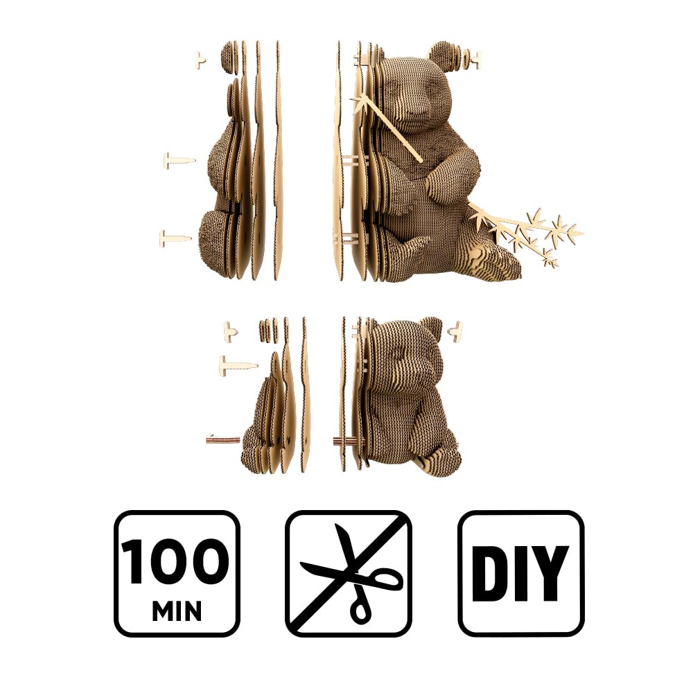 Panda Famille Puzzle 3D en Carton – Coffret 2 Maquettes | 164 Pièces – Kit Sculptures DIY à Peindre, Matériaux Recyclés, Ados & Adultes, Idée Cadeau Déco