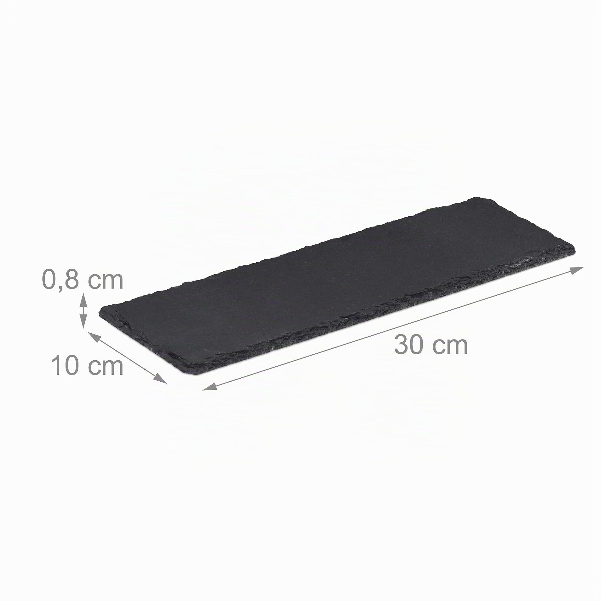 Relaxdays Set da 6 Tavolette in Ardesia, Piatti Spaziosi, da Portata, per Scrivere, 30x10 cm, Antracite