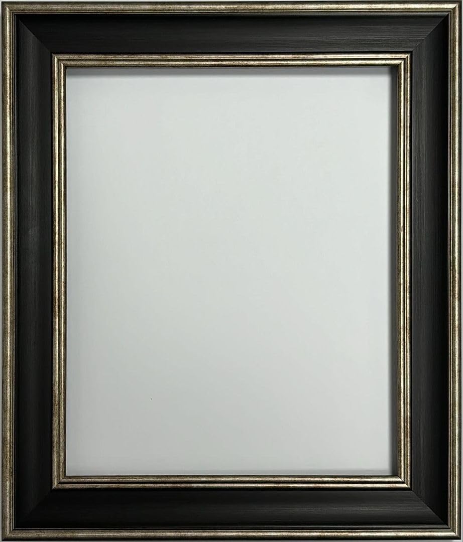 FRAMES BY POST Scandi Picture Photo Frame Black with Distressed Silver A2 Plastic Glass