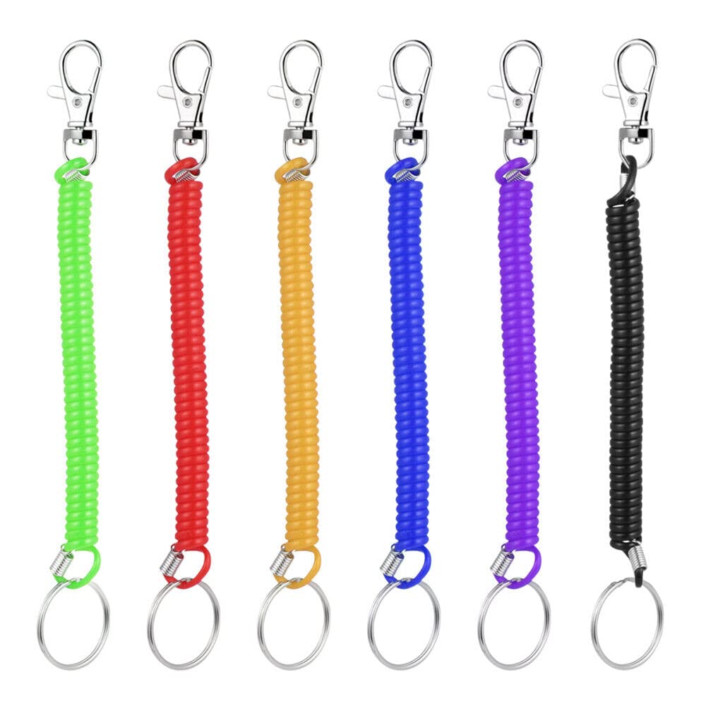 Bigteddy Unisex 12 Retractable Spiral Clip On Ring Stretchy Elastic Coil Spring Keyring Key Chain