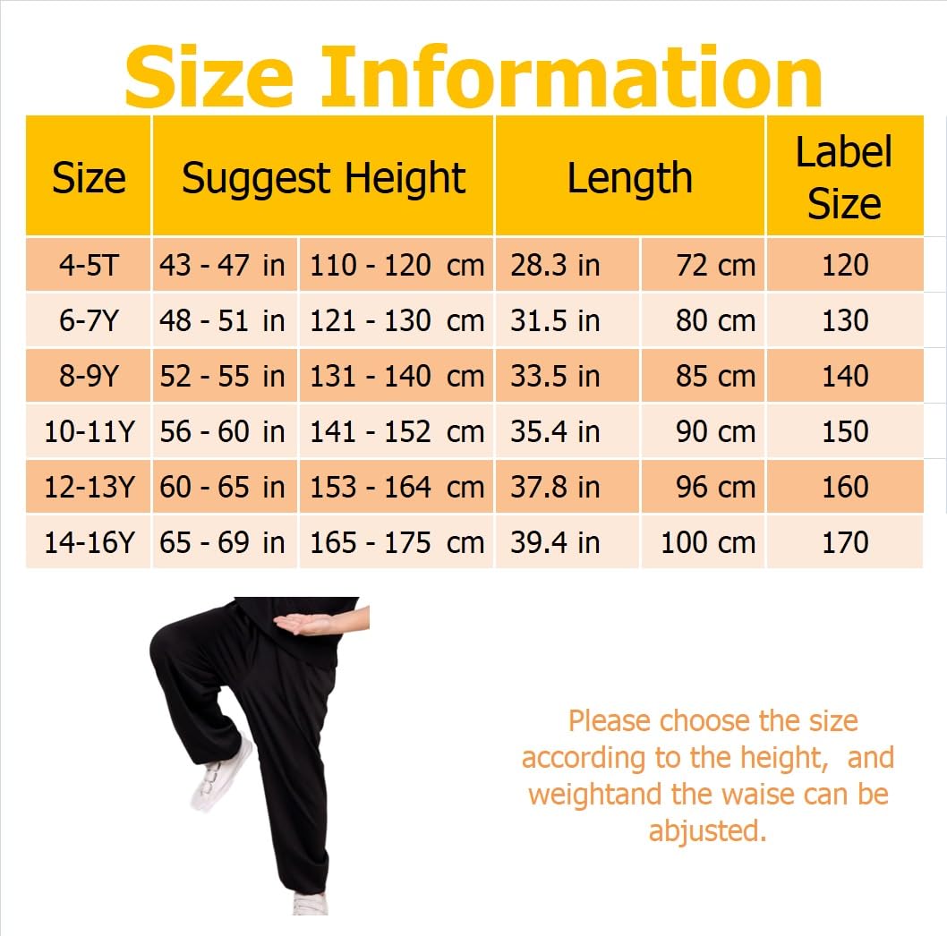 Boys Lightweight Loose Yoga Pants Elastic Waist Modal Yoga Harem Pants Kung Fu Wide Pants Black