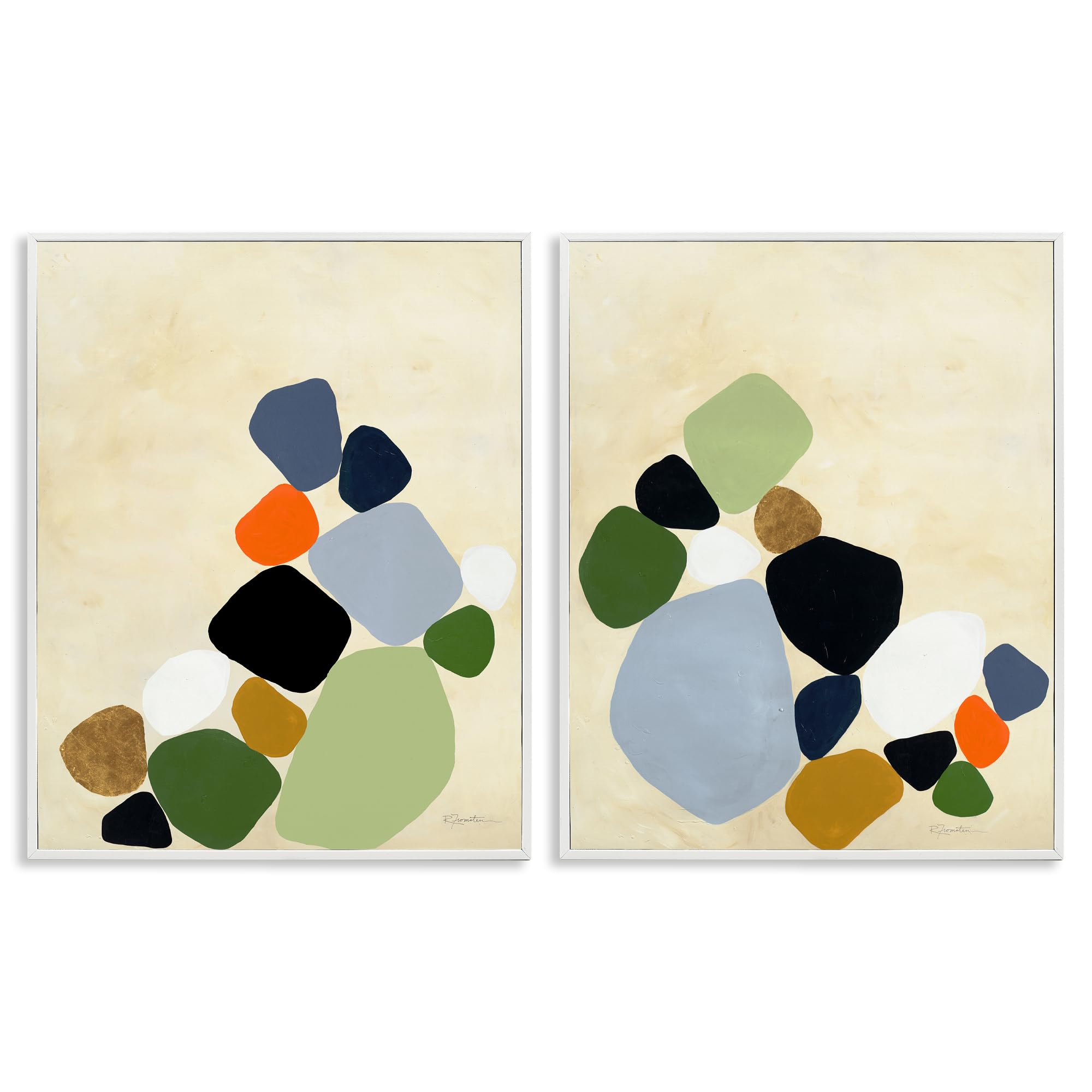 Tableaux encadrés Stupell Industries duo d'art minimaliste Ruth Fromstein blanc prestige