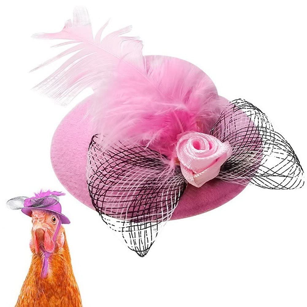 Lipfer Chicken Hats for Hens Tiny Pets Funny Halloween Accessories Feather Hat with Adjustable Elastic Chin Strap Rooster Duck Parrot Poultry Stylish Show Costume — image 1