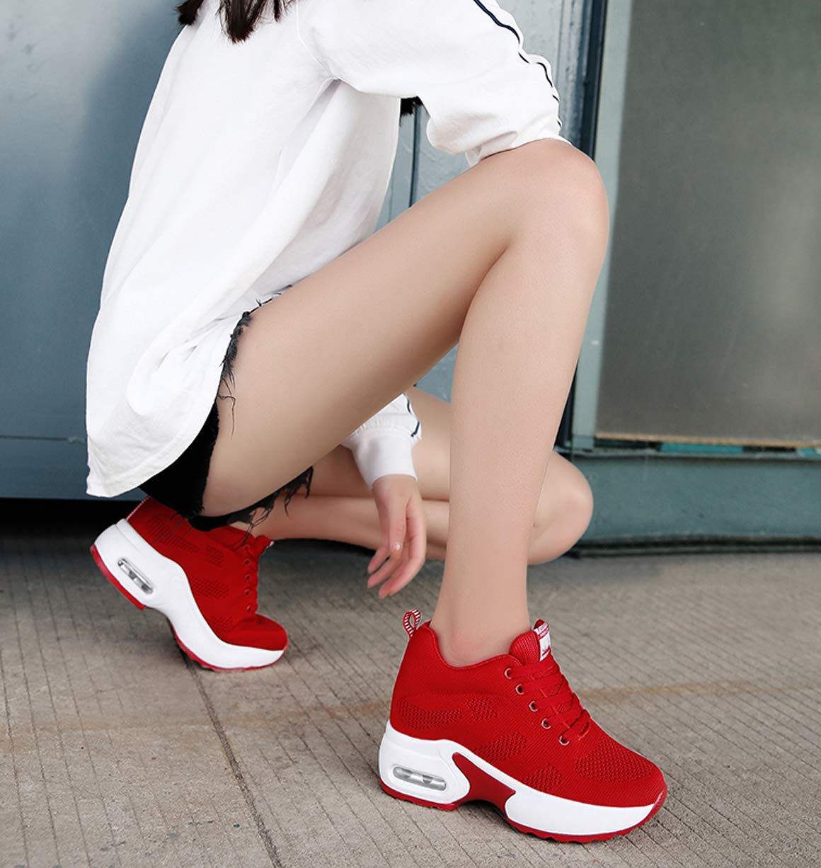 AONEGOLD Sneakers Donna Zeppa Scarpe da Ginnastica Sportive Running Fitness Casual Tacco Zeppa 8.5 CM