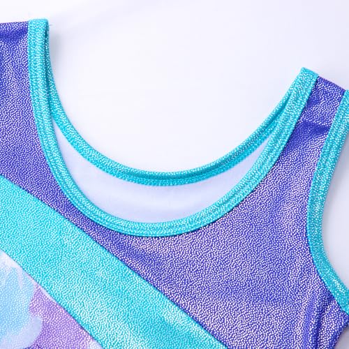 Image of HOZIY Leotards for Girls Gymnastics Kids Children Biketard Snowflake Ribbon Blue Purple Hot Pink Sparkle