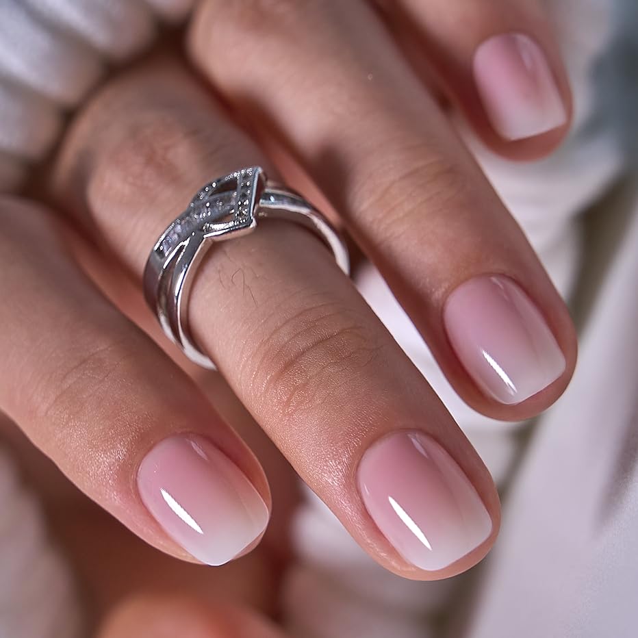 Image of CurvLife Extra Short Square Press On Nails, White, Ivory Melt, Soft Gel