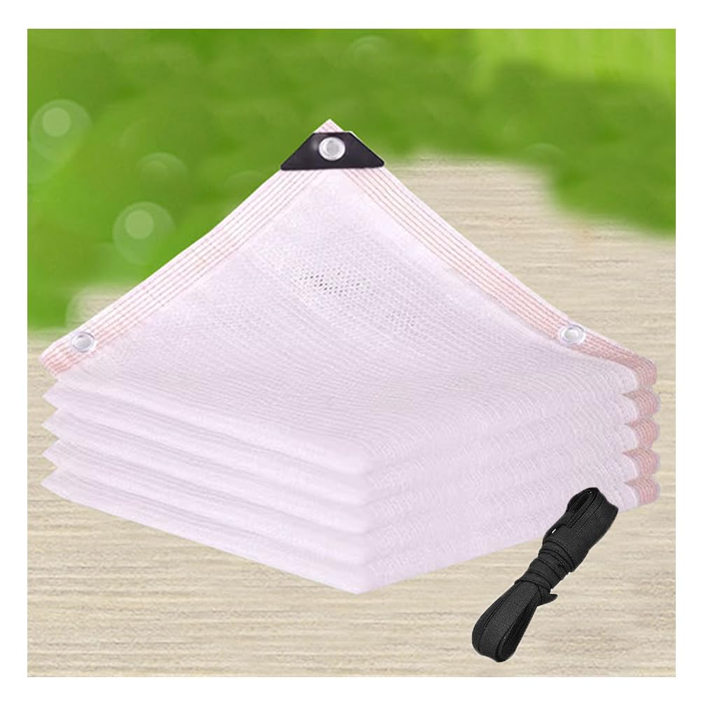 Auvent d'extérieur 90 % résine UV 3 x 15 m avec œillets et corde pour pera patio, serre, poulet, voiture, piscine – Blanc