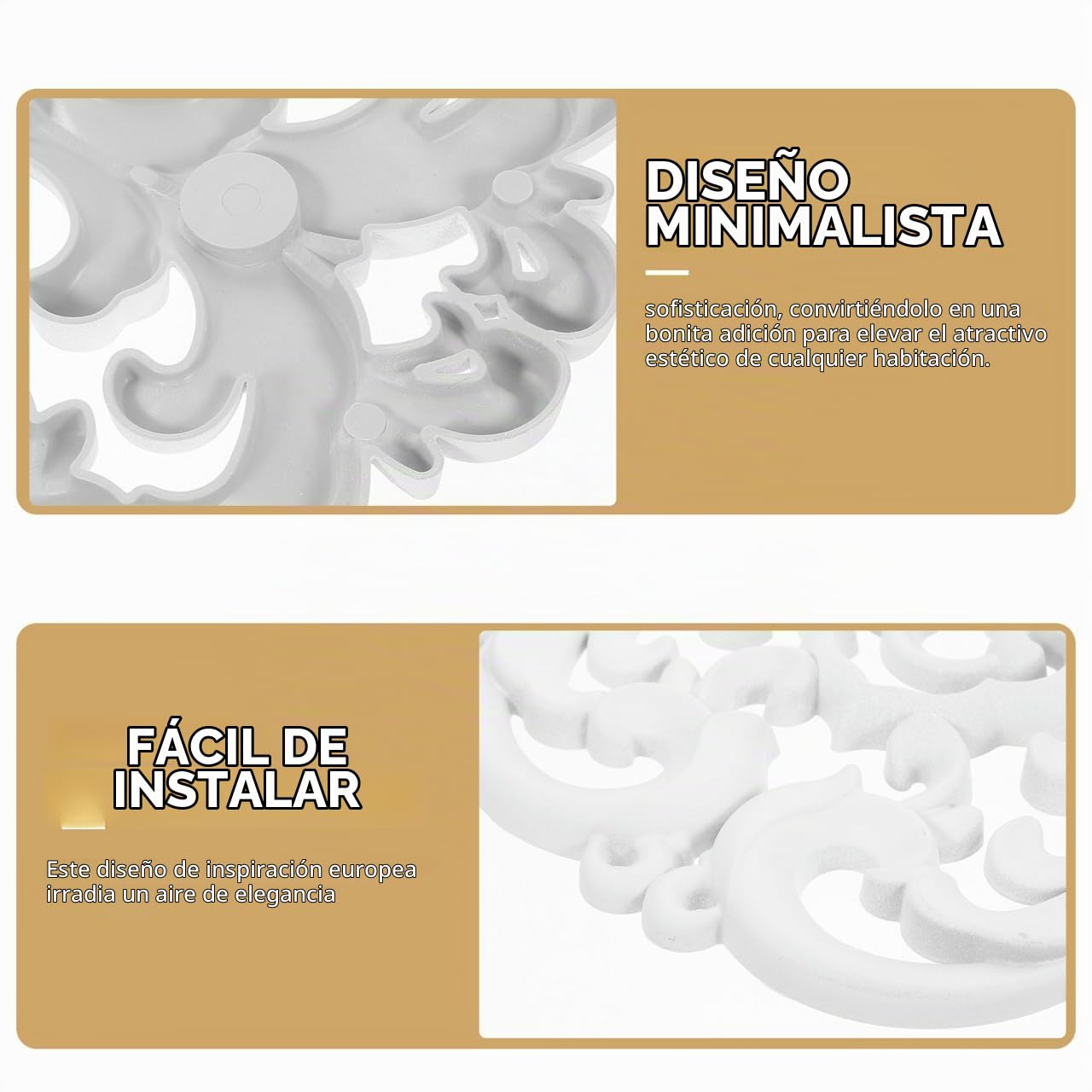 TOPBATHY Rosetón Techo Decorativo Estilo Europeo En Ps Medallón De Lámpara De Techo Tallado Calado De 12.20 X 12.20 X 0.39 in Para Dormitorio Hogar Y Espacios Comerciales