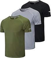 frueo Men's Quick Dry Workout Shirts - Moisture Wicking Mesh Short Sleeve Athletic Tees with Reflective Strips (1/3 Pack)