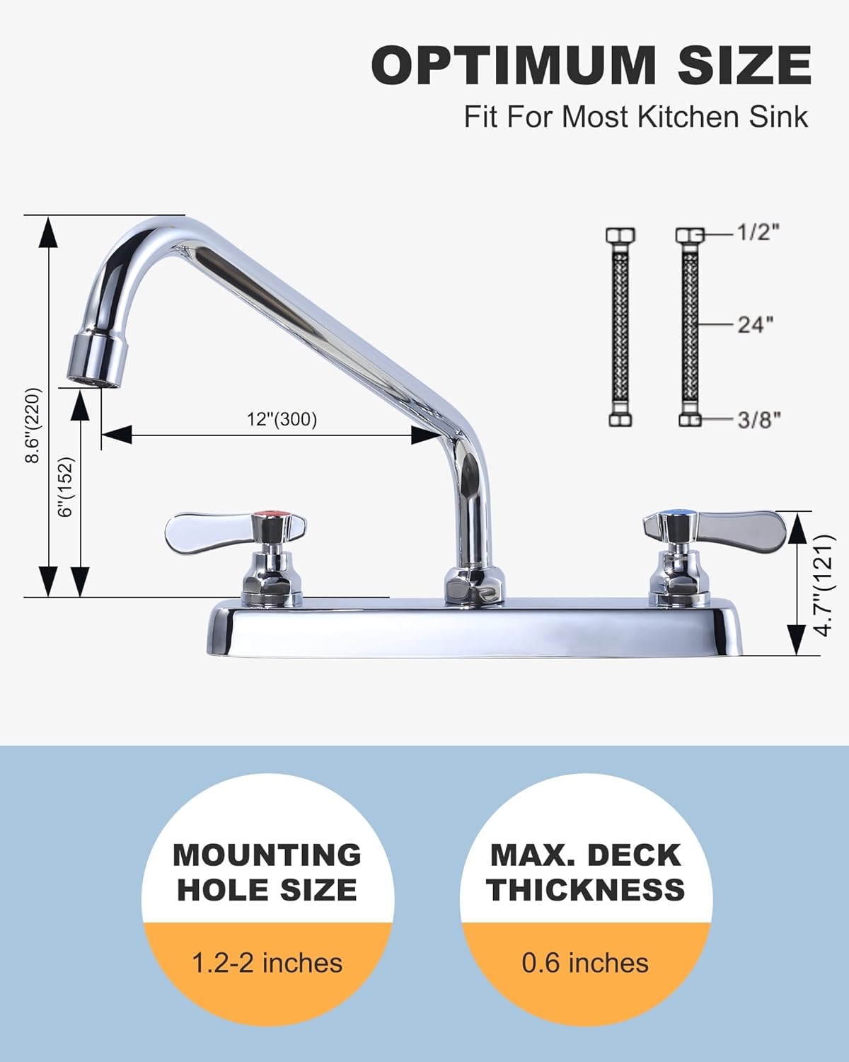 Polished Chrome Dual Handle Kitchen Faucet with Swivel Spout