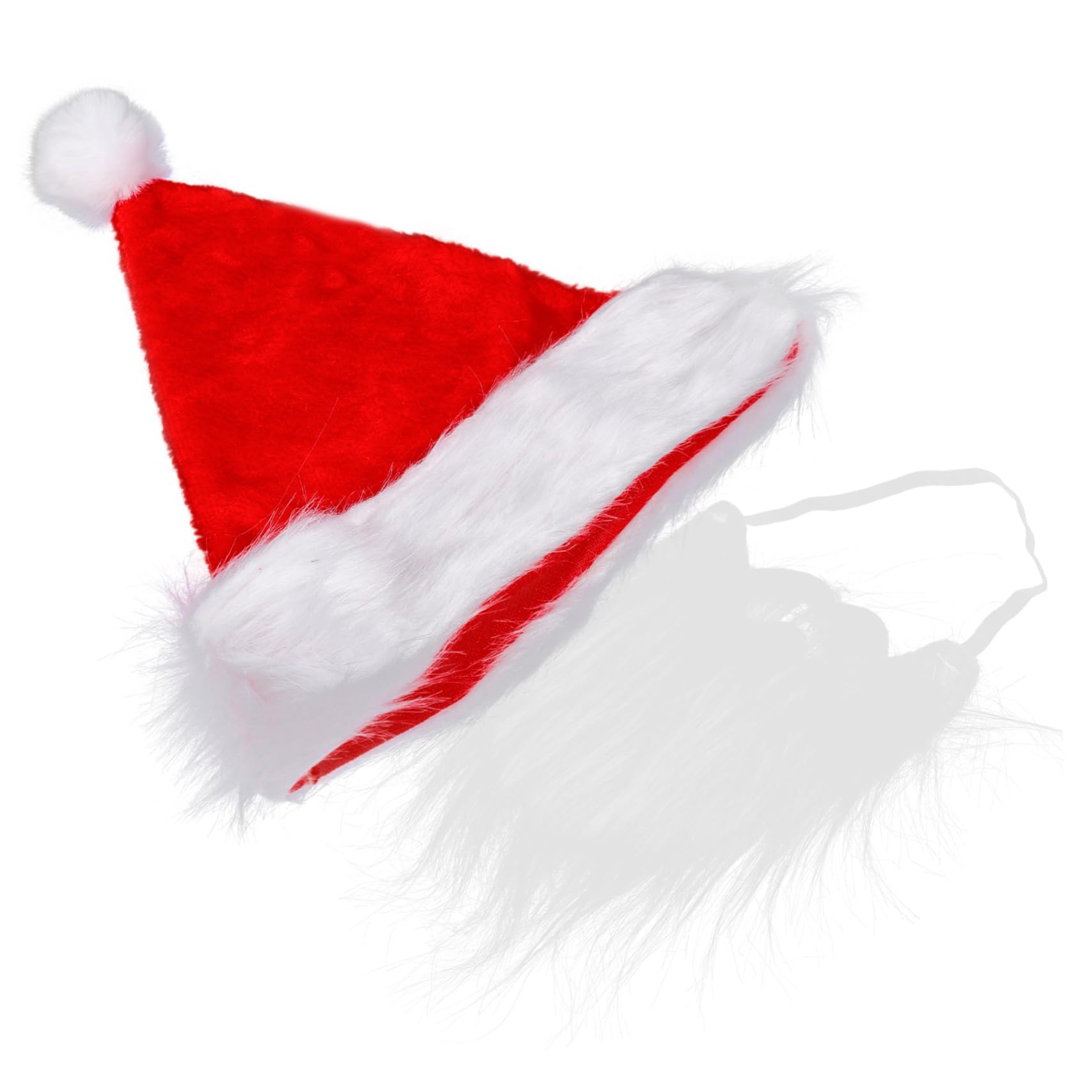 PRETYZOOM Santa Claus Headdress White Beard Red Hat Set Cosplay Kit Adjustable Elastic b