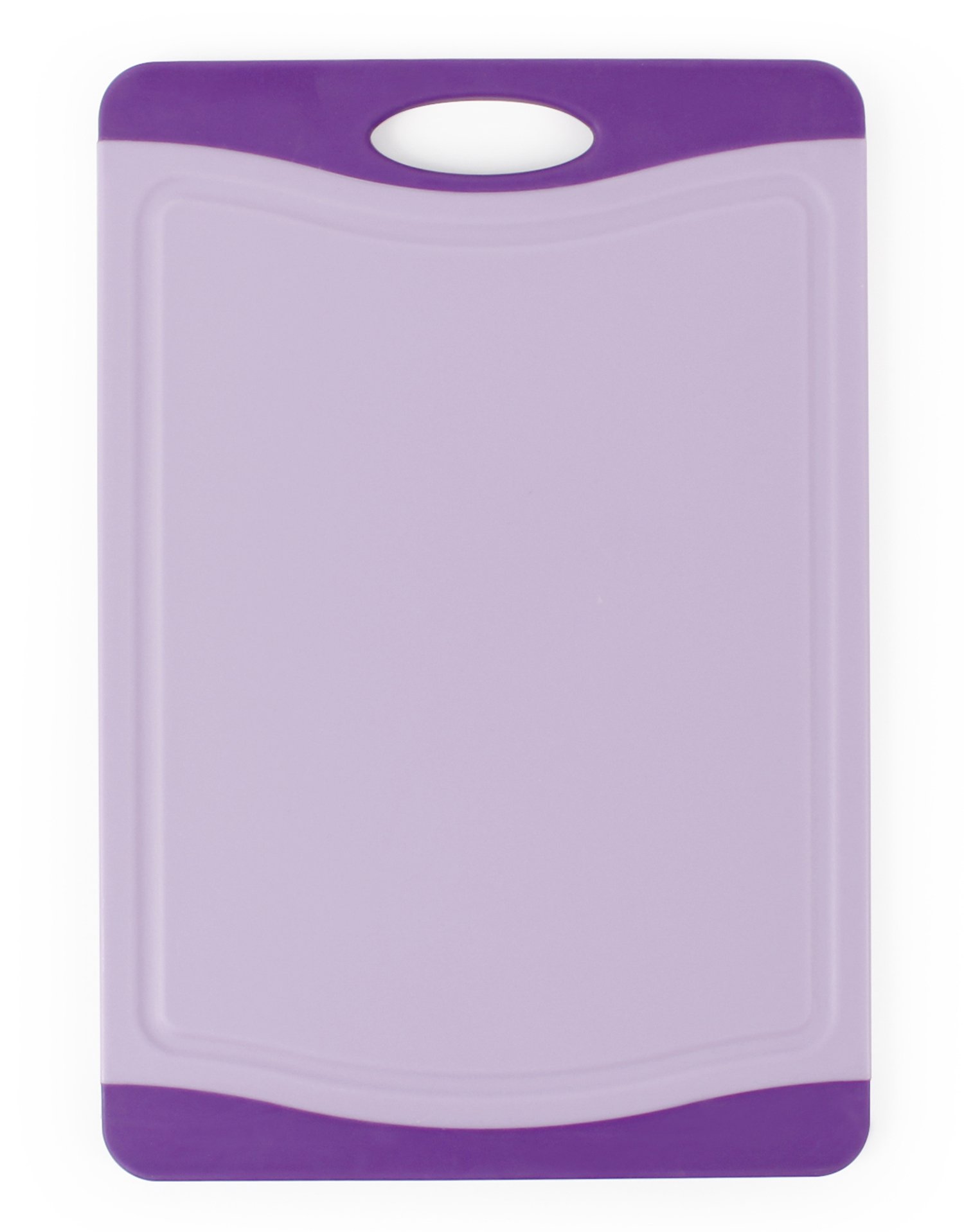 Neoflam Microban Antimicrobial Protection Cutting Board 11'', Stain & Odor/BPA Free, Reversable, Juice Groove, Non-Slip EZ Grip Handle, Dishwasher Safe, Kitchen Use for Chopping, Food Prep, Purple