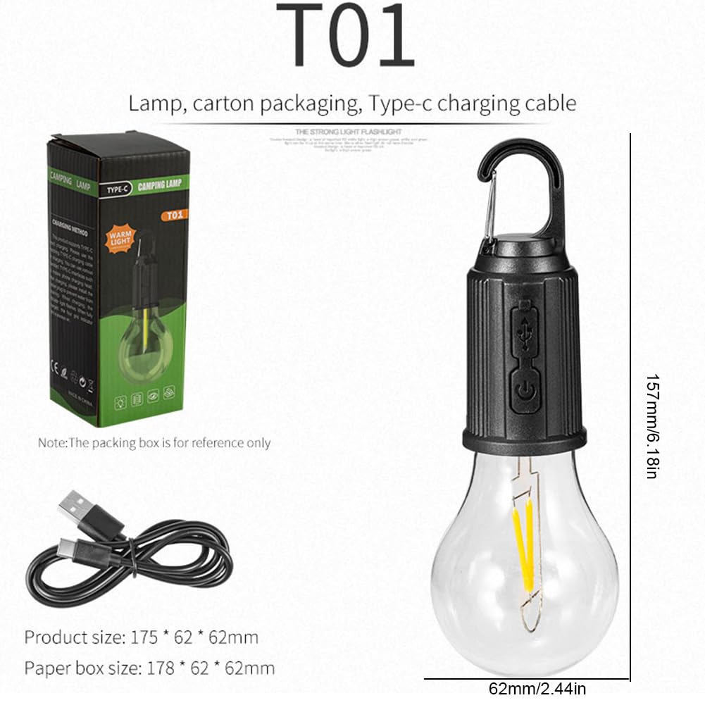 Lampa kempingowa Oświetlenie namiotu kempingowego Lampa Latarnia kempingowa Namiot zewnętrzny Lampa Wisząca latarka z haczykiem Mini haczyk Światło awaryjne 600 mAh Latarnia oświetleniowa Typ