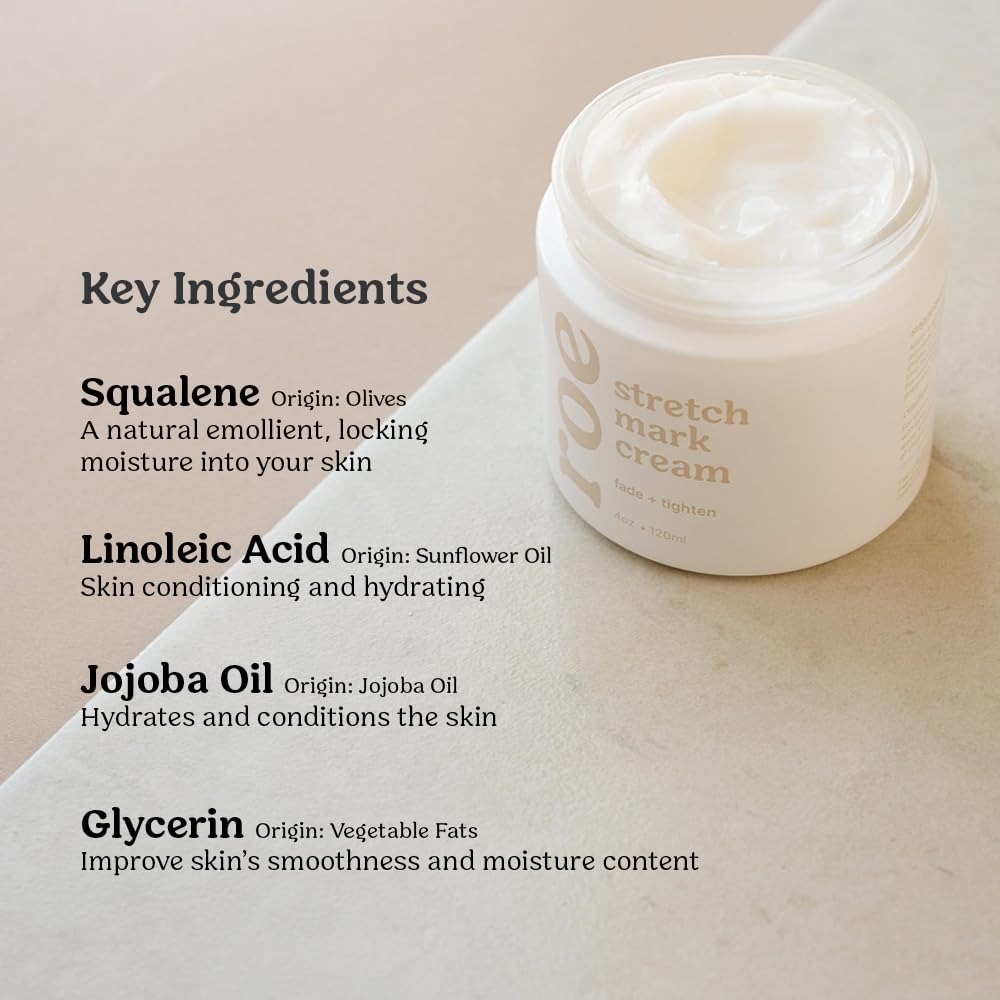 Roe Wellness Pregnancy Stretch Mark Cream with Plant-Based Hydration