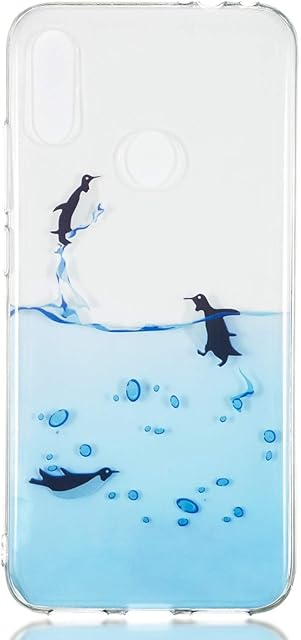 Reevermap Samsung Galaxy A40 Case Clear Soft Silicone Phone Case Slim Fit Flexible Anti Scratch Shockproof TPU Rubber Bumper Cover for Samsung Galaxy A40, Penguin