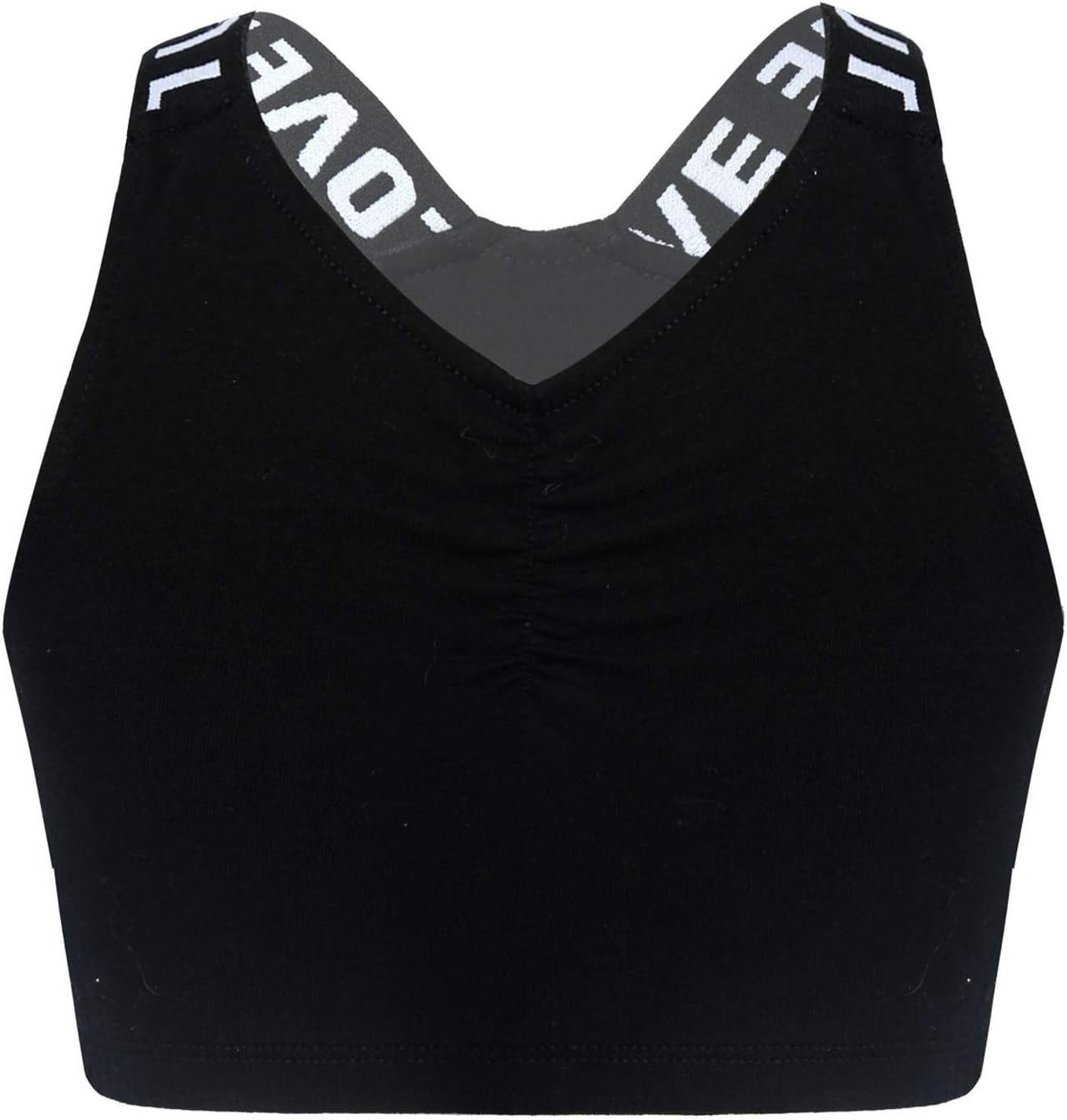 TTAO Kids Girls Ballet Dance Sports Workout Active Bra Crop Top Criss Cross Back Tanks Shirts