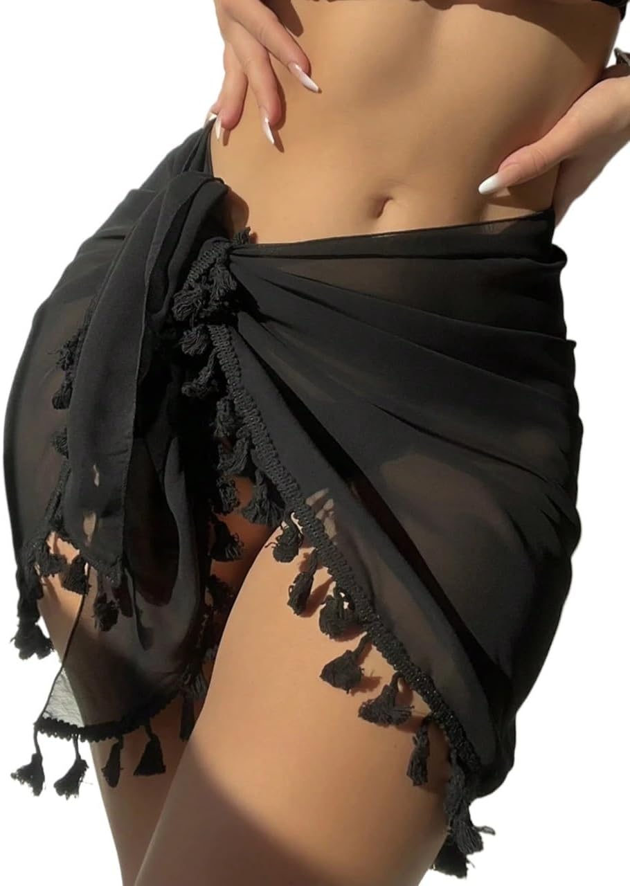 Summer Beach Women's Mesh Cover Up Skirt With Hem cover ups for swimwear