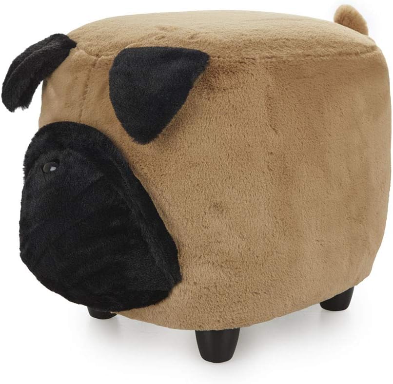 Balvi Le Pug Dog Footstool Very Silky Wooden Legs Brown