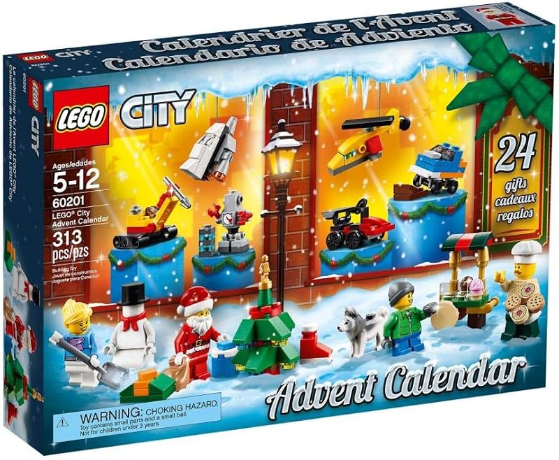 Calendario de Adviento de la ciudad 60201, nueva edición 2018, minifiguras, pequeños juguetes de construcción, calendario de cuenta atrás de Navidad para niños (313 piezas) | Lego City Lego 313 Piezas - Calendario De Adviento #60201