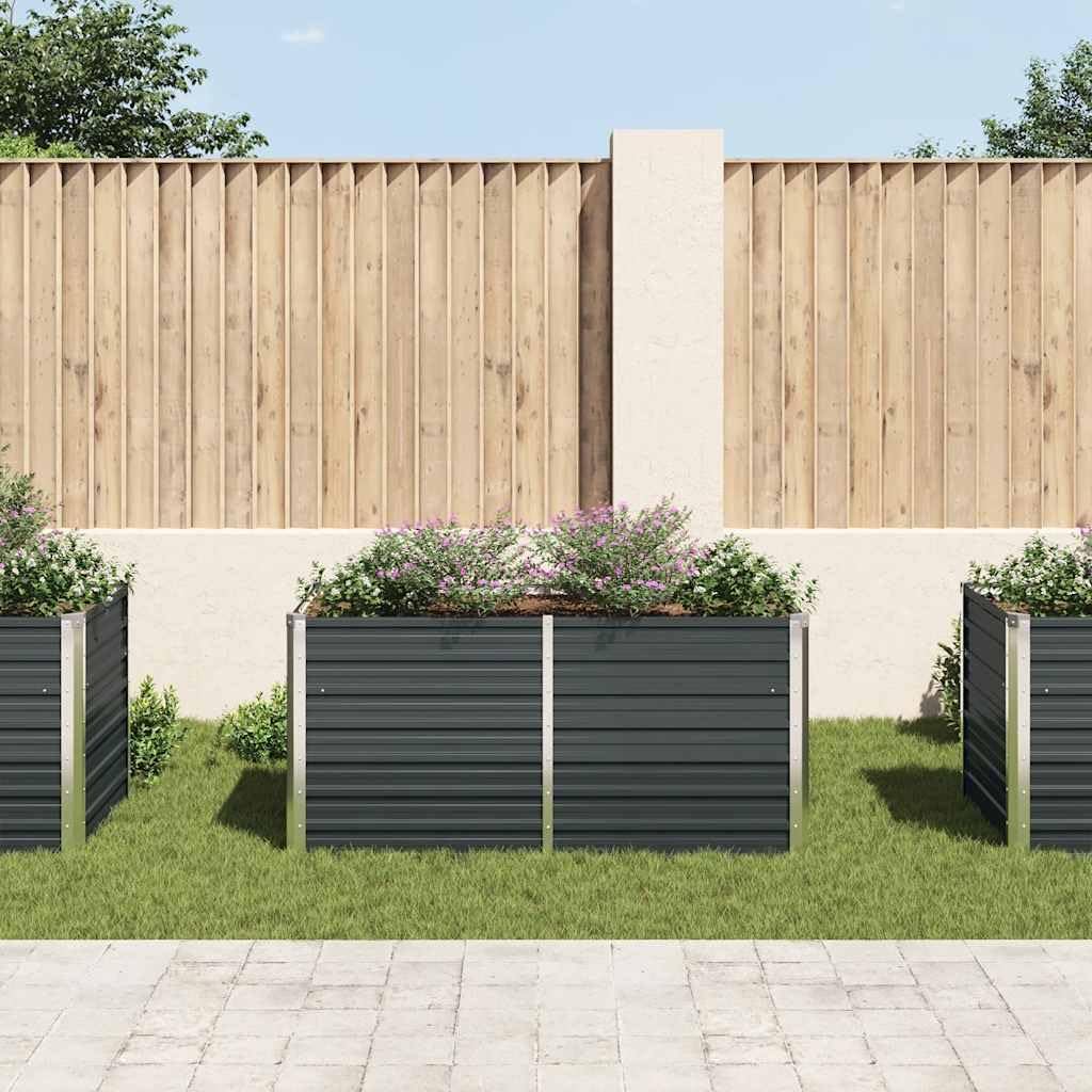 Jardinière surélevée anthracite 160 x 80 x 77 cm en acier galvanisé pour jardin, balcon, terrasse – Jardinière de jardin robuste et durable avec bords de sécurité, grand espace de