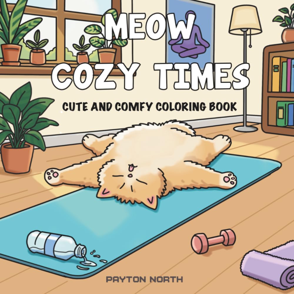 Meow Cozy Times: Cute and Comfy Cat Coloring Book for Teens and Adults Featuring Adorable Everyday Home Scenes and Bold Easy Line Art for Relaxation and Creative Joy