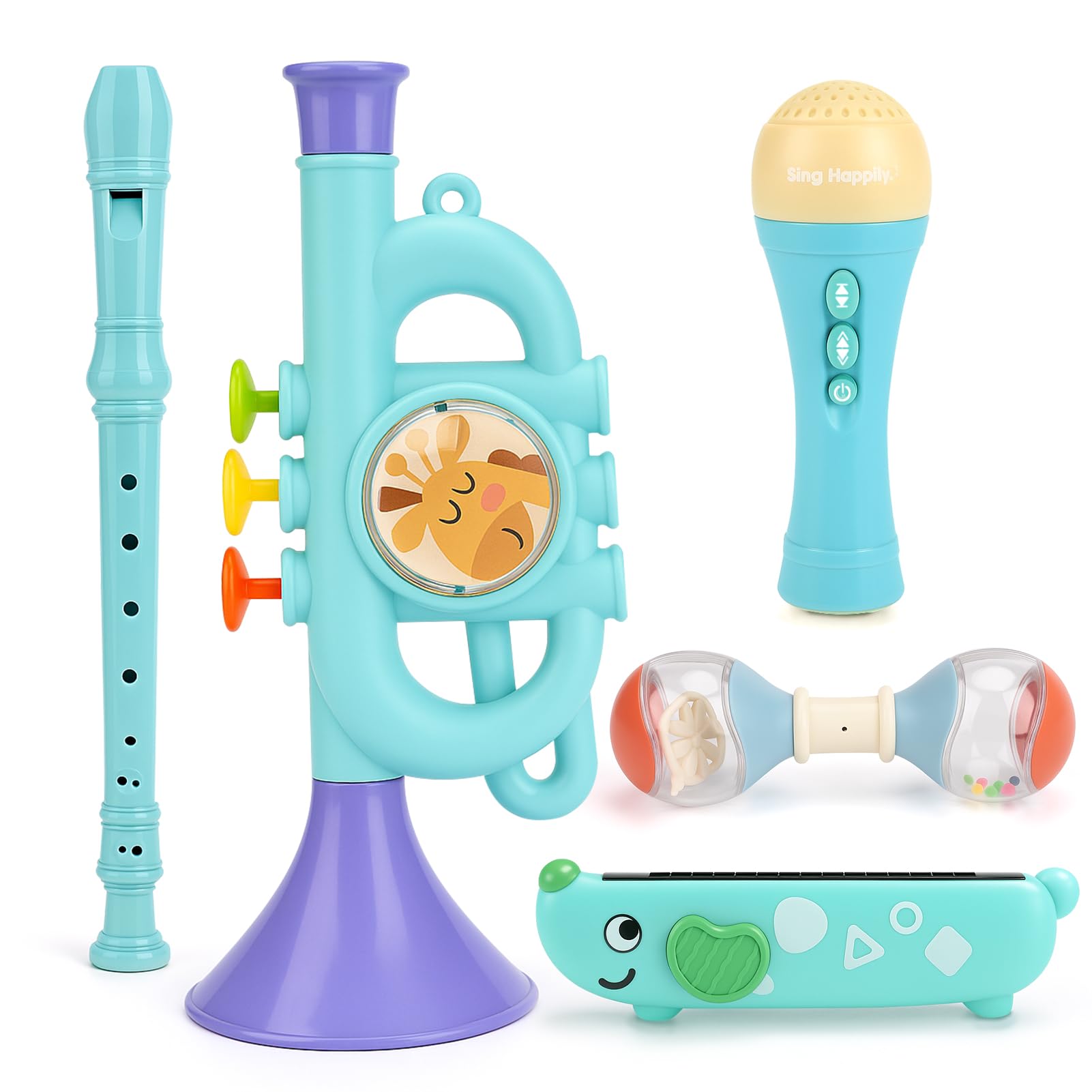 Musical Toys for 2 3 Year Old Boy Girl Birthday Gifts 5 in 1 Montessori Musical Instruments for