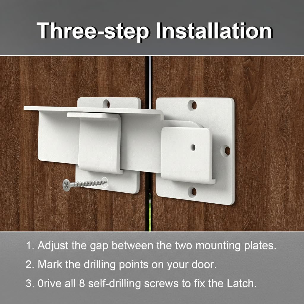 9 inch Flip Gate Latch Lock with Padlock Hole, 4mm Aluminum Anti-Rust Alloy Door Latch for Outdoor Wooden Fence, Sliding and Swing Open Door,Wooden Fence, Barn Door, Shed,Yard,Screws,White (9”)