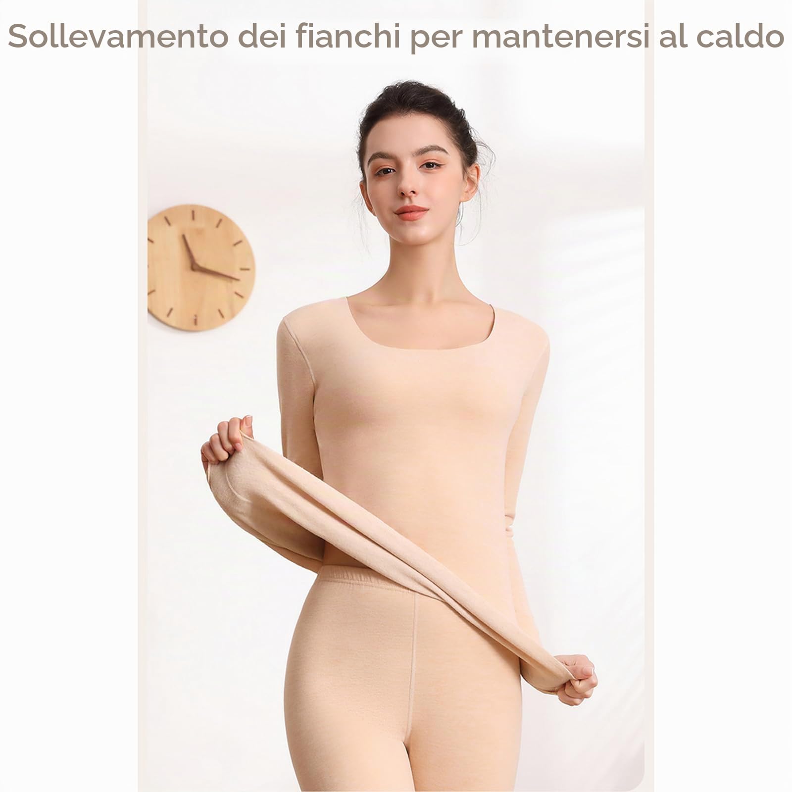 Intimo Termico Set Donna Maglia Termica a Maniche Lunghe e Pantaloni Biancheria Intima Termica Base Layer Traspirante Senza Cucitura, Ultra Morbido Completo Termico Invernale