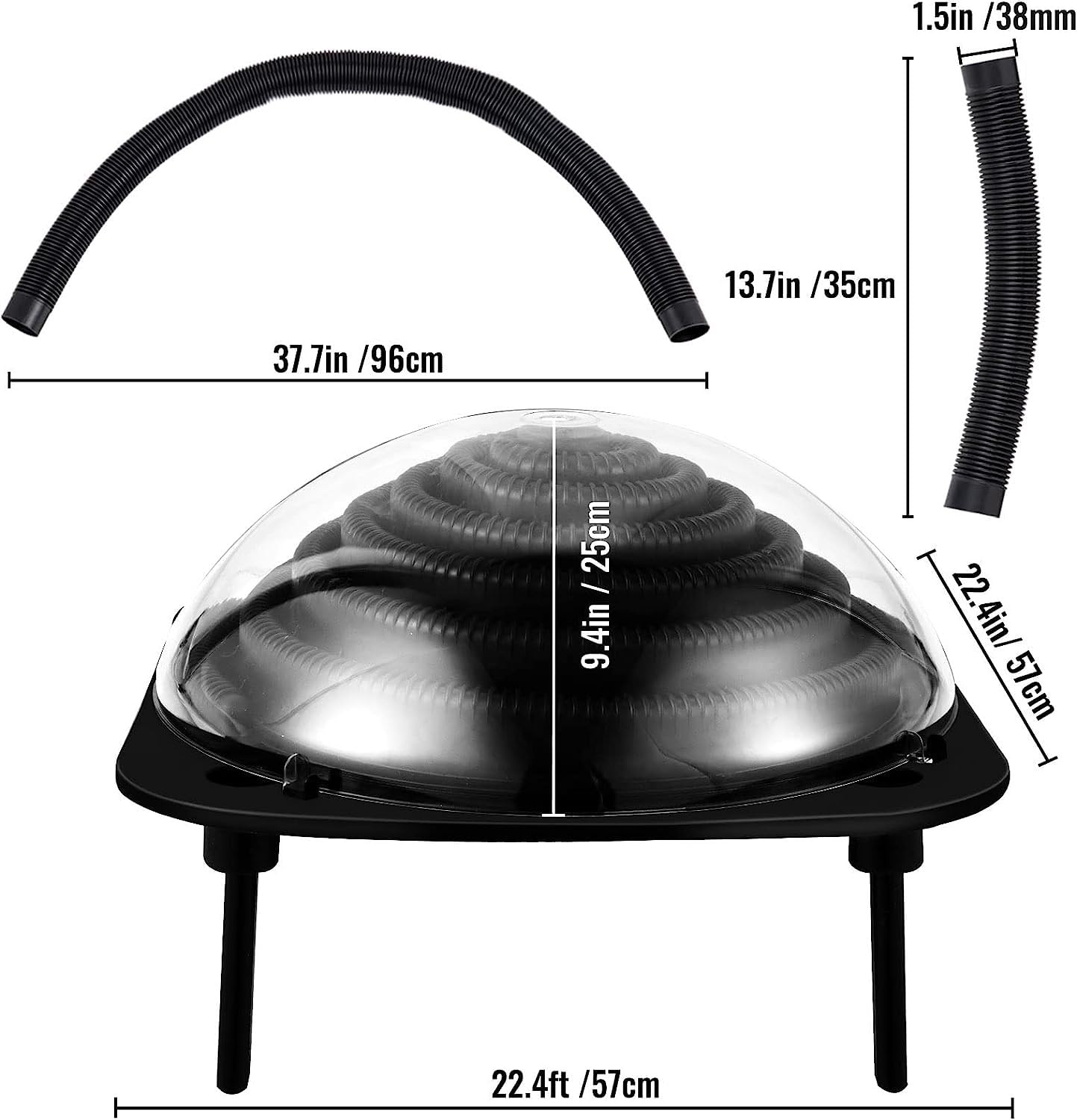 Système de chauffage solaire thermique de piscine, équipement de chauffage thermique enterré/au-dessus du sol avec supports et connecteur de tuyau pour un chauffage efficace de la piscine