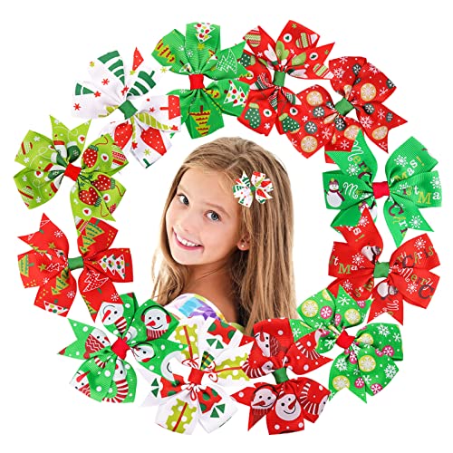 Sibba Hair Bows 3 Inch Toddler Red Green Alloy Clips 12 Pieces Braid Barrettes Ponytail Alligator Headwear Headpiece Lolita Halloween Christmas Accessories For Girls Baby #TOP4