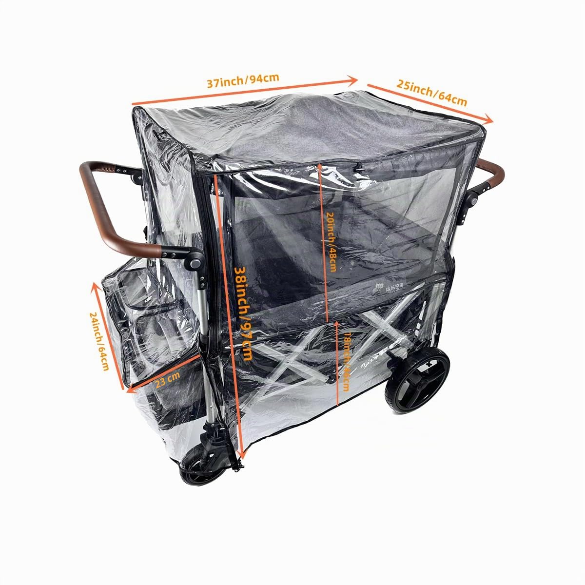 Grande housse de pluie pour poussette, moustiquaire pour chariot à roulettes, grande housse 2 en 1 avec fenêtre pour pique-nique, camping, wagon, poussette, accessoires imperméables et coupe-vent