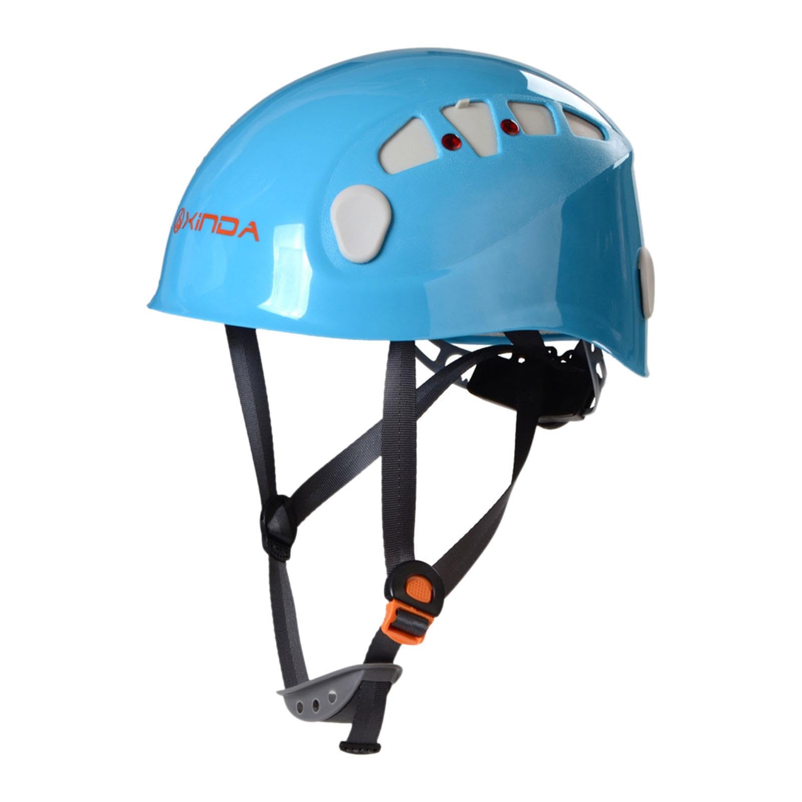 Almencla Casque d'escalade et de Spéléologie Respirant avec Mentonnière, Casque de Chantier pour Hommes et Femmes, Idéal pour L'alpinisme et Les Activi