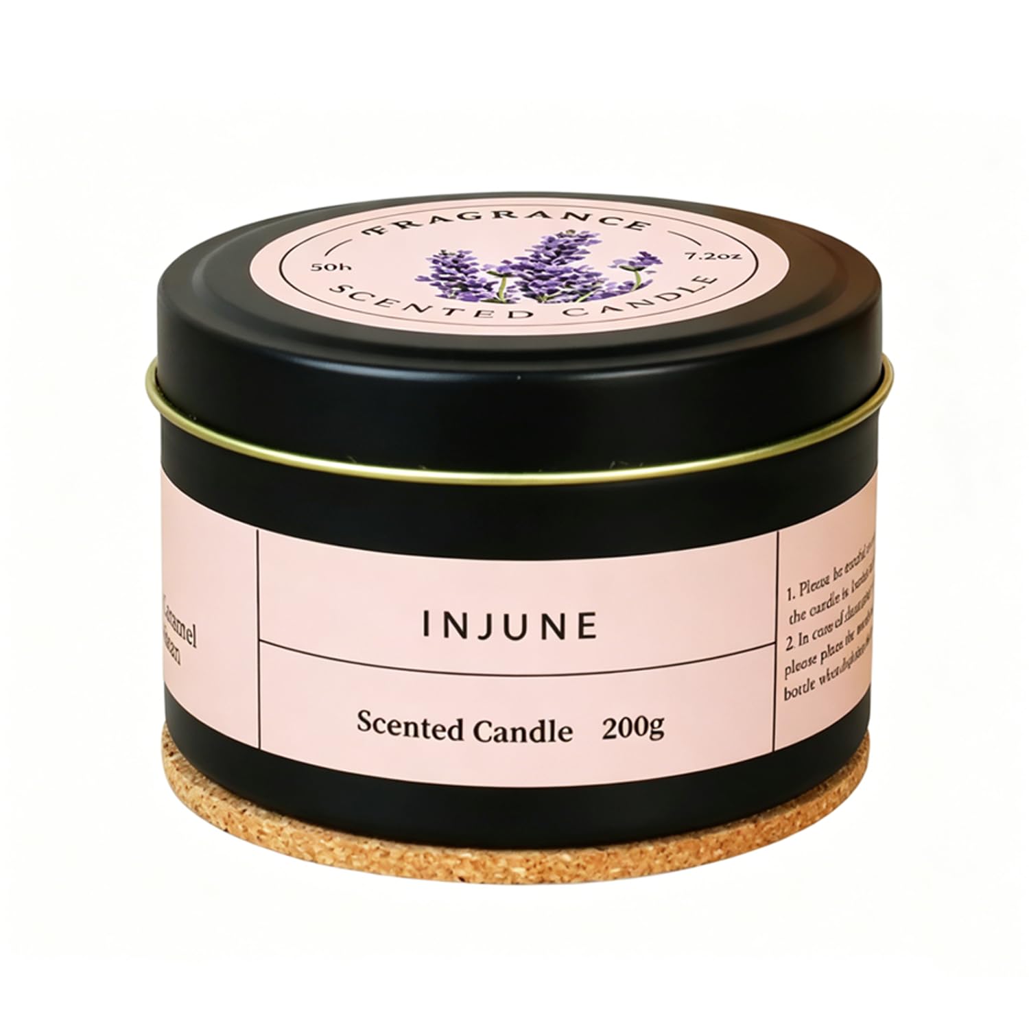 Vela de aromaterapia de lavanda hecha a mano, 200 g, cera de soja, cristal de amatista, aceites esenciales, caja fuerte ecológica