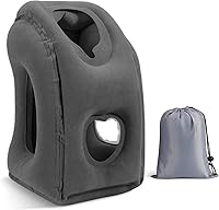 Vista 9 de MoKo Almohada inflable de viaje, cómoda almohada para el cuello con bolsa de almacenamiento, soporte de hombro y cuello para evitar el dolor
