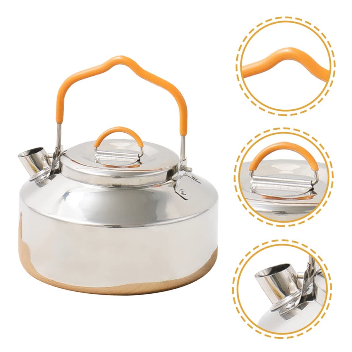 SUPVOX Camping Outdoor Kettle Multi-function Water Kettle Convenient Tea Pot Stainless Steel Picnic