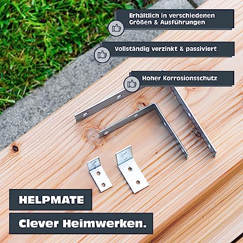 HELPMATE – 48 Stück Stuhlwinkel 30x30x14 mm – Winkelverbinder galvanisch verzinkt & blau passiviert – Möbelwinkel mit hervorragendem Korrosionsschutz, stabil & langlebig – einfache Montage