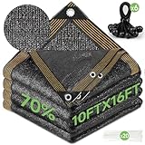 FOTMISHU 70% Shade Cloth 10ftx16ft Anti-Aging Sun Mesh UV Resistant Net, Sunblock Garden Tarp for Plant Cover, Greenhouse, Barn or Kennel, Flowers, Plants,