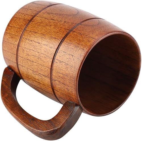 Miniatura 6 de Pomya Taza de cerveza de madera, taza de cerveza de madera, retro, de gran capacidad, té, agua, clásica, con asa, jarra de madera, regalo de boda,