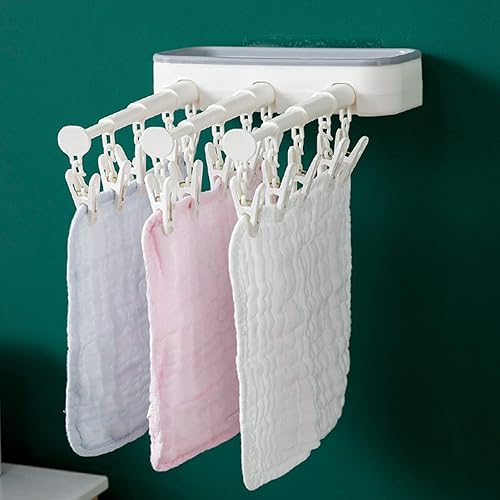 Miniatura 8 de Soporte de secado retráctil montado en la pared, estante colgante, accesorio para el hogar, dormitorio, balcón, organización de ropa, soporte de