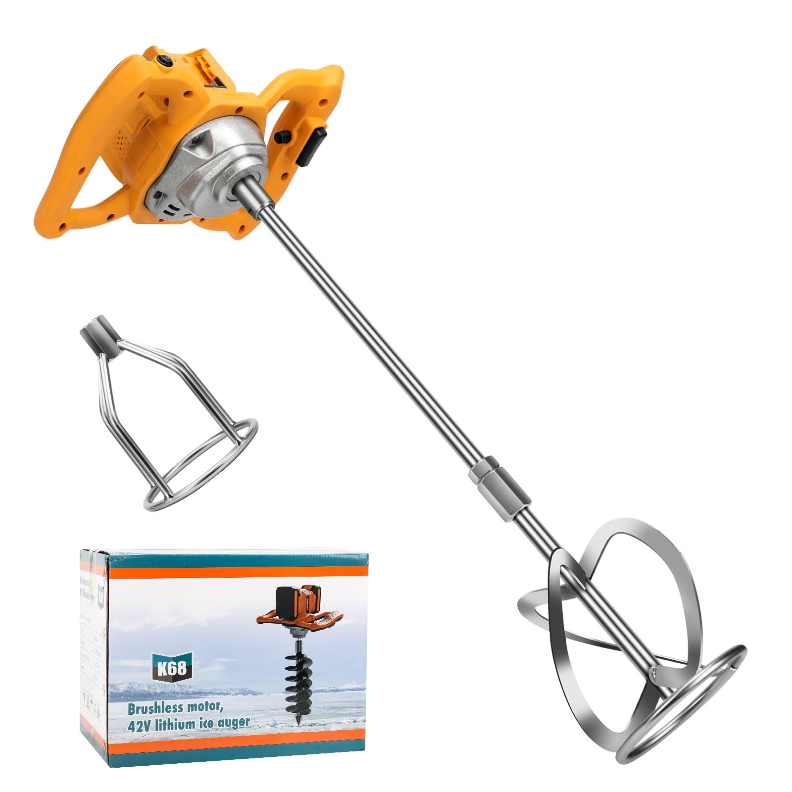 Mezclador a batería para pintura y hormigón para Dewalt 20V (sin batería) | Agitador de Mortero sin Escobillas, 6 Velocidades, 2 Varillas, para Mortero, Pintura y Pegamento